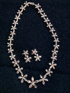 Sterling Silver Flower Necklace and Earrings